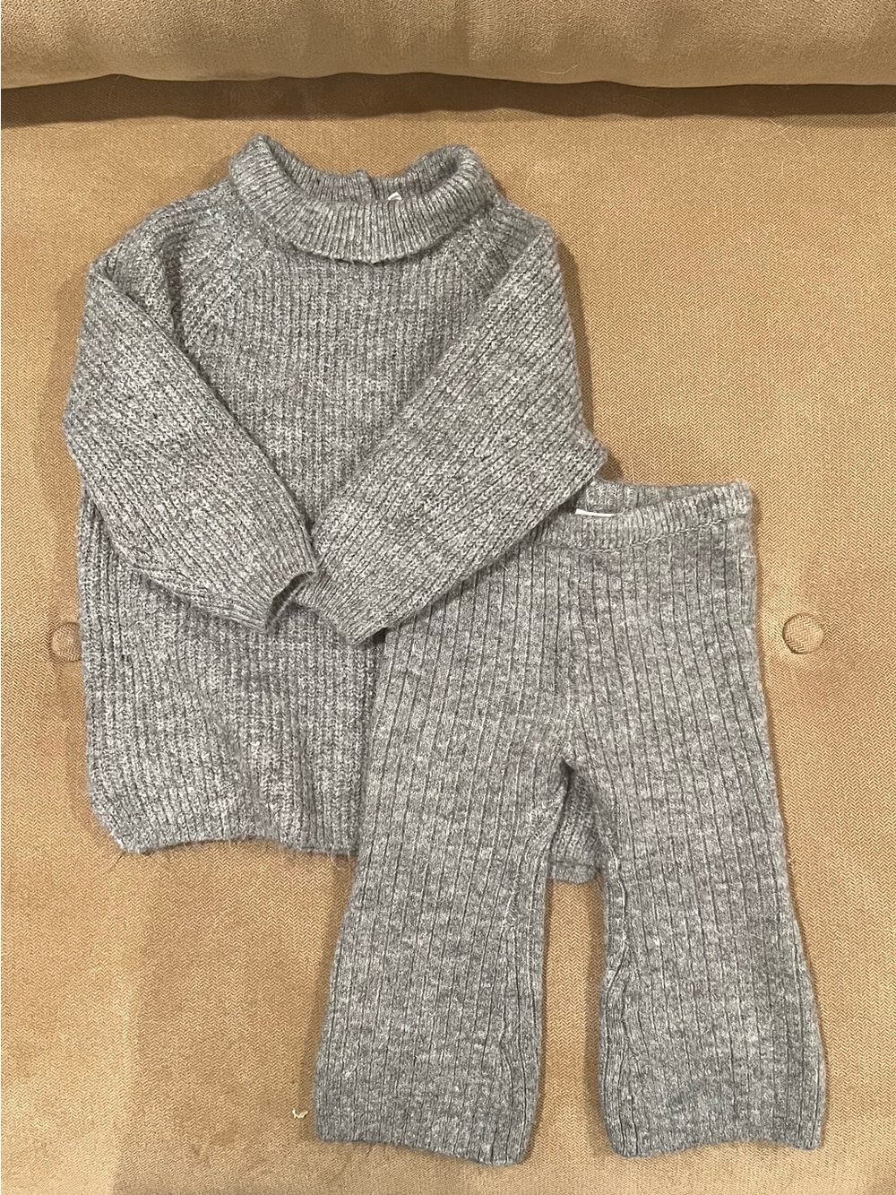 Baby GAP Gray Ribbed Knit Sweater Set